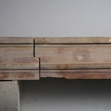 French Antique Limestone Fireplace Mantel