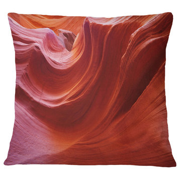 Illuminated Antelope Canyon Landscape Photo Throw Pillow, 16"x16"