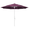 11' Matted White Collar Tilt Lift Fiberglass Rib Aluminum Umbrella, Sunbrella, Iris