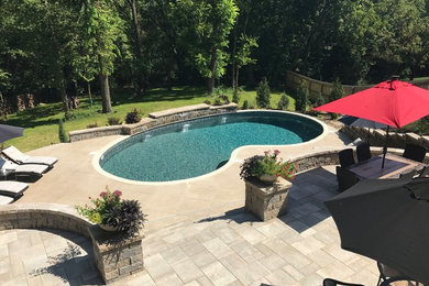 Pool - mid-sized contemporary backyard tile and kidney-shaped pool idea in Kansas City