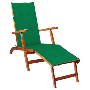 Vidaxl Outdoor Deck Chair With Footrest And Cushion Solid Acacia Wood