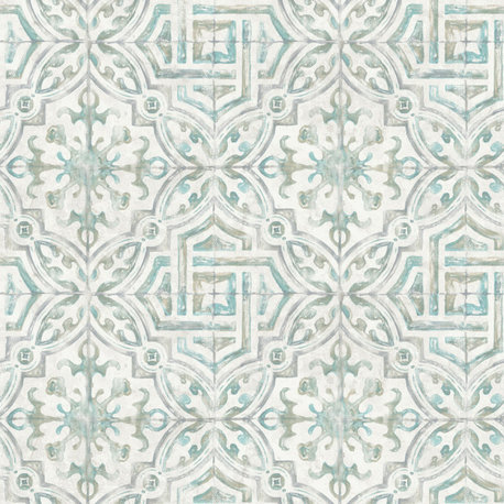 Teal and Gray Landondale Peel and Stick Wallpaper Bolt