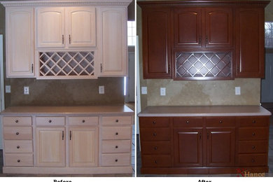 Kitchen Cabinet Refinishing - Color Change - Whitewash to Cherry