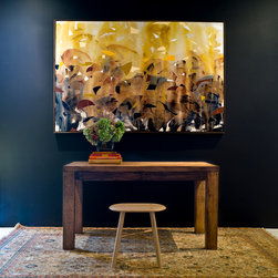 Plank Desk, Biscuit Stool & West One Painting - Desks And Hutches