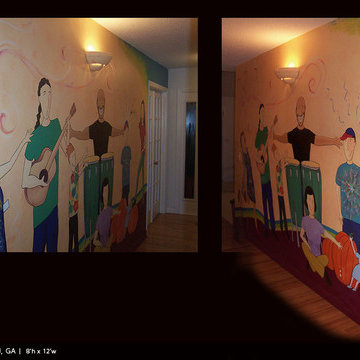 Family Caricature Mural - Hall Mural