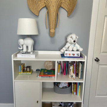 Nursery with wicker safari themed animals