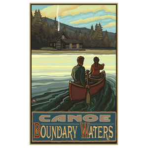 12 x 18 Northwest Art Mall Canoe Boundary Waters Lake Canoers Hills Travel Art Print Poster by Paul A Lanquist