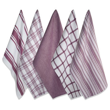 DII Assorted Wine Woven Dishtowel, Set of 5