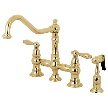 Kingston Brass KS3272ALBS Kitchen Faucet with Side Sprayer, Polished Brass