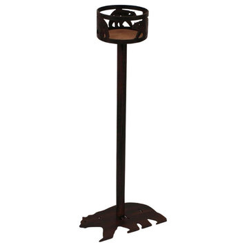 Burnt Sienna Iron Drink Holder With Bear Accent