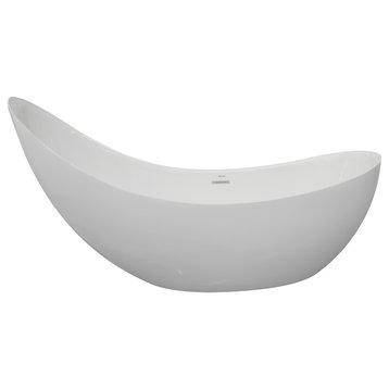 Grace White Slipper Freestanding Acrylic Insulated Bath Tub 81"x31"x27", White