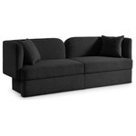 Meridian Furniture - Marcel Boucle Fabric Upholstered Sofa, Black - Bring artsy fun to your room with this Marcel black boucle fabric sofa. This eye-grabbing sofa is part art, part functional seating item for your living room, bedroom, and beyond. The rich black boucle fabric is soft and yielding against the skin, keeping you comfortable while you unwind and relax. The contemporary inspired design is bound to garner attention no matter where you choose to use it.