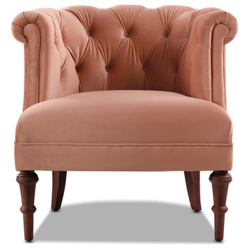Katherine Tufted Accent Chair, Peach Orange Velvet