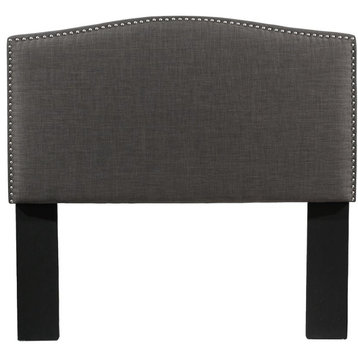 Newport Upholstered Full/Queen Headboard with Nailhead Trim in Gray
