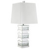 ACME Nysa Square Table Lamp in White Fabric and Mirrored