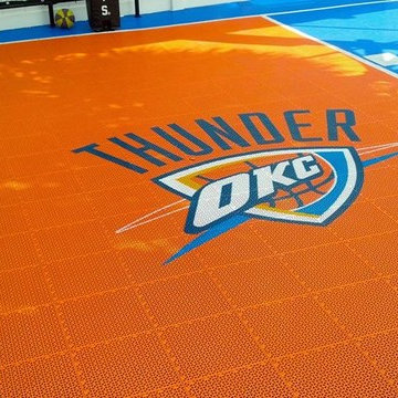 SnapSports® - Backyard Home Basketball Court w/ Custom OKC Theme Logo