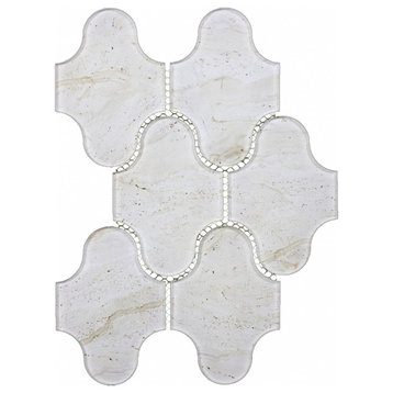 Nature 3.5 in x 5.125 in Glass Swag Waterjet Mosaic in Crema Marfil