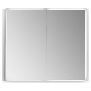 Pemberly Row 36" Clear Glass Surface-Mount/Recessed LED Mirror Medicine Cabinet