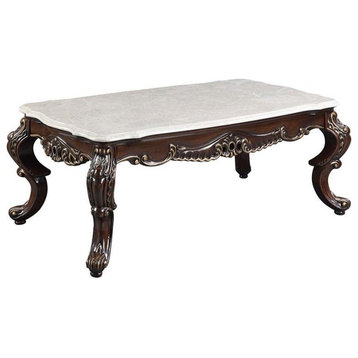 ACME Benbek Wooden Coffee Table in Marble and Antique Oak