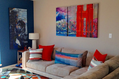 Inspiration for a contemporary living room remodel in San Francisco with beige walls