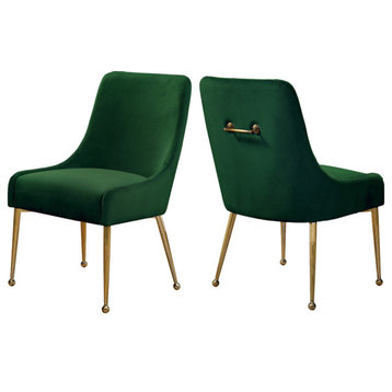 The Cue Dining Chair, Green and Gold, Velvet (Set of 2)