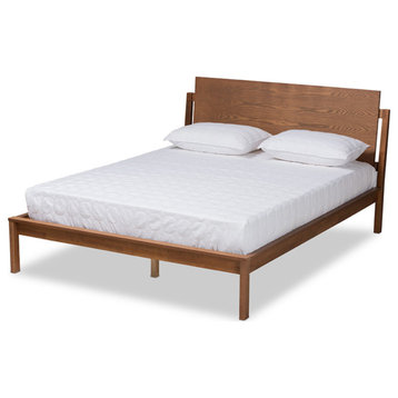 Giuseppe Modern And Contemporary Walnut Brown Finished Full Size Platform Bed