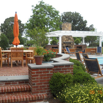 Traditional Brick Wall with Flagstone Cap