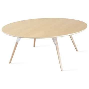 Clarke Round Coffee Table - White, Large, Maple