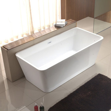 Adele 59" Free Standing Acrylic Soaking Tub with Center Drain, Pop-up Drain, and