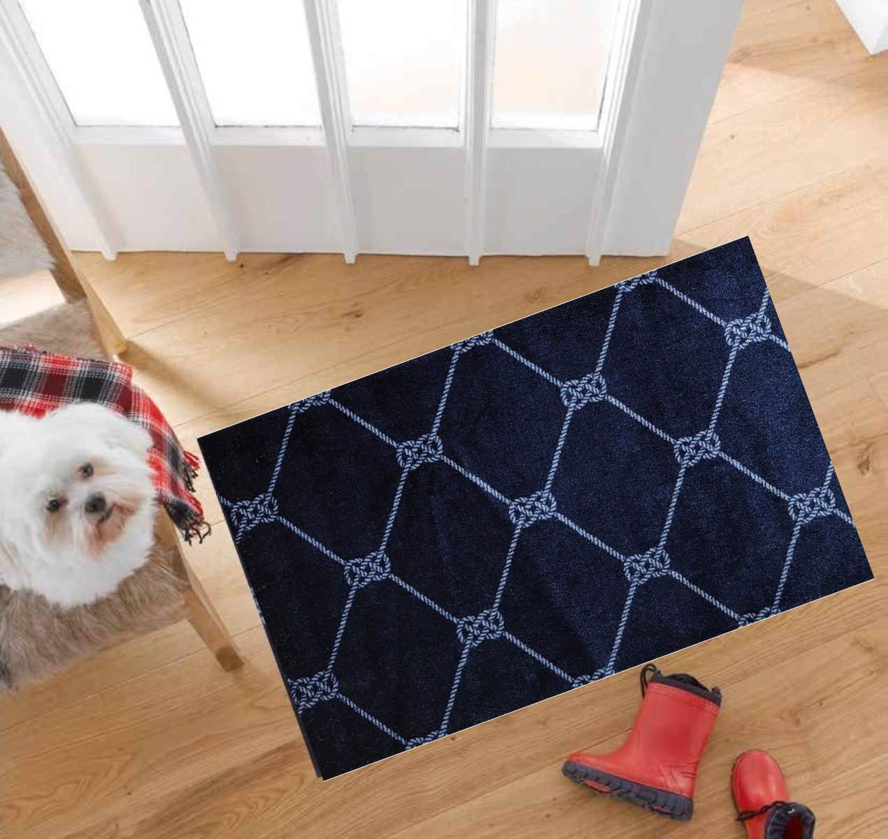 2' x 3' Navy Nautical Knots Washable Floor Mat, 2'x3' - Beach Style ...