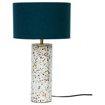 Moe's Home Collection 1-Light Terrazzo Cylinder Marble Table Lamp in Multi-Color