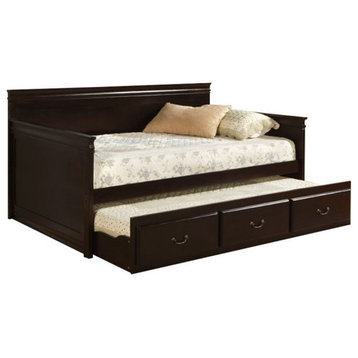 Furniture of America Liam Traditional Wood Twin Daybed with Trundle in Espresso