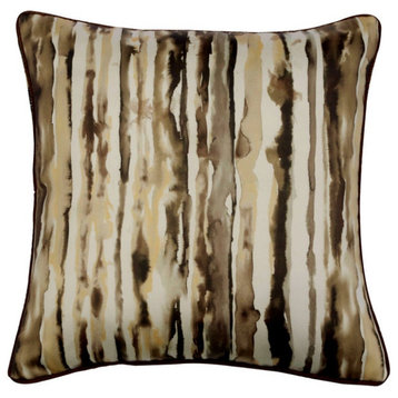 22"x22" Abstract Painted Brown Satin Throw Pillow Cover�, Into The Woods