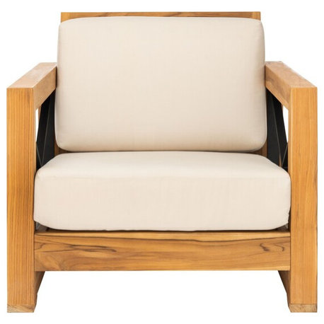 Safavieh Andros Teak Patio Chair Natural / Beige