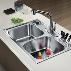 Dawn Topmount Equal Double Bowl Sink AST3322 - Kitchen Sinks