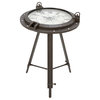 Urban Designs Industrial Porthole Metal Round Clock Coffee and End Table