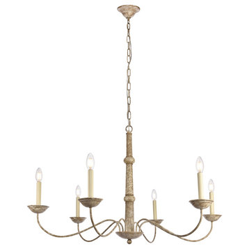 Merritt Collection Chandelier 6-Light, Weathered Dove Finish, 39.8"x24"