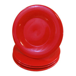 Le Souk Ceramique - Le Souk Ceramique Stoneware Dinner Plates, Set of 4, Black, Red - Dinner Plates