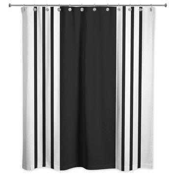 Farmhouse Stripe Shower Curtain, Black