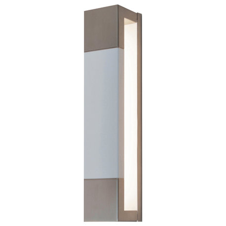 Post LED Sconce, Satin Nickel/White