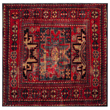 Safavieh Vintage Hamadan Collection VTH213 Rug, Red/Multi, 6'7" Square