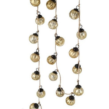 Serene Spaces Living Gold Ribbed Mercury Glass-Finish Ornament Garland, 57" Long