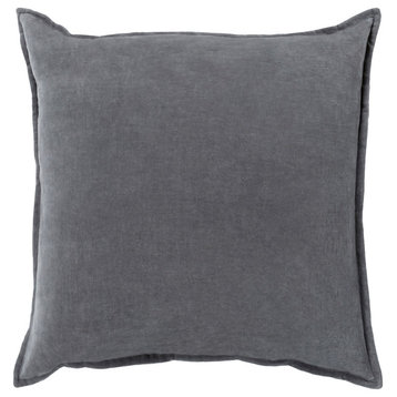 Cotton Velvet Pillow, Charcoal, Cover Only, 22"