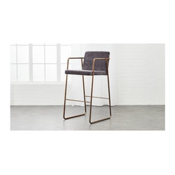 Rouka Grey Upholstered 30" Bar Stool | CB2 - Bar Stools And Counter Stools