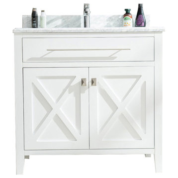 Wimbledon, 36" White Cabinet With White Carrara Marble Countertop