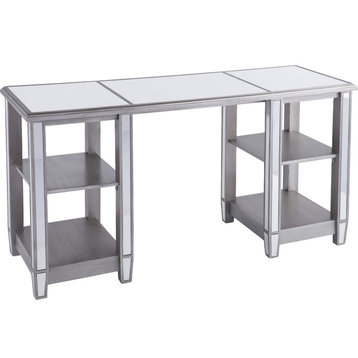 Wedlyn Mirrored Desk - Matte Silver with Mirror