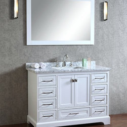 48 inch White Bathroom Vanity with Mirror - Bathroom Vanities And Sink Consoles