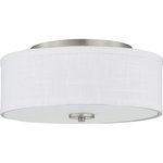 Progress - Progress P350135-009-30 Inspire - 13" 17W 1 LED Flush Mount - Harkening back to a simpler time, the Inspire Collection freshens traditional forms with flowing lines. The LED flush mount fixture features an etched glass diffuser with a summer linen shade finished with Brushed Nickel details. This fixture is suitable for a variety of design styles, including Modern, Traditional and Farmhouse and the simple design is a perfect complement to a variety of fixture collections.