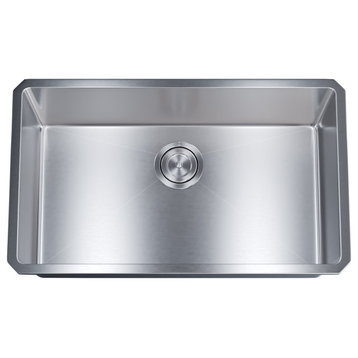 Dowell Undermount Single Bowl Stainless Kitchen Sink - Small Radius, 28w X 16l X 9d