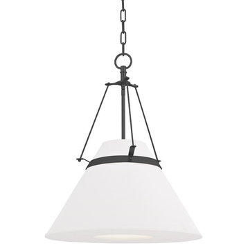 Hudson Valley Clemens 1-Light Pendant, Old Bronze with White Shade, 6421-OB